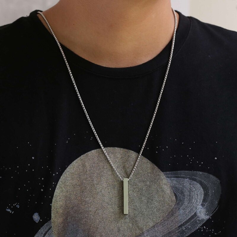 Dây chuyền bằng thép không gỉ mạ bạc mặt hình chữ nhật / hình chiếc còi phong cách thời trang cho nam WC063 # 5040