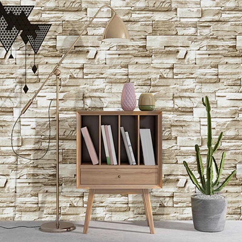 Giấy Dán Tường 6M Họa Tiết Gạch Đá 3D