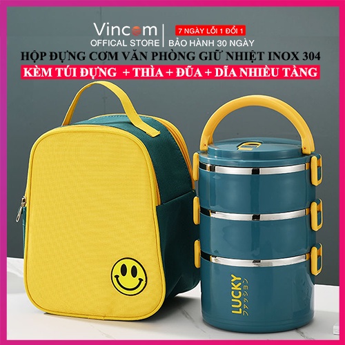 Hộp Cơm Văn Phòng Giữ Nhiệt Bằng Inox Chống Gỉ, Cặp Lồng Đựng Cơm 4 Tầng, 3 Tầng, 2 Tầng Kèm Túi Đựng, Thìa, Đũa, Dĩa