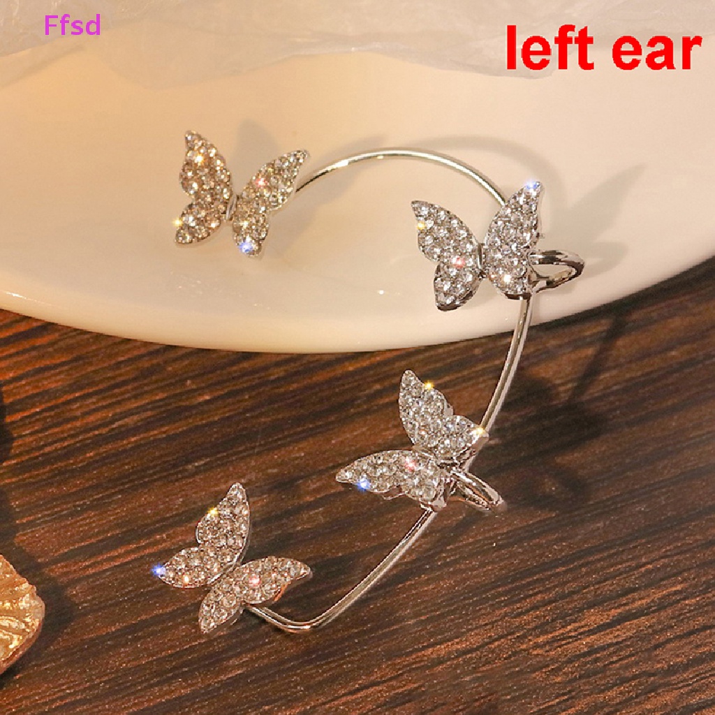 {Ffsd} Khuyên Kẹp Vành Tai Dạng Móc Kẹp Hình Bướm Đính Đá Zircon Sáng Bóng Làm Quà Tặng Tiệc Tùng *
