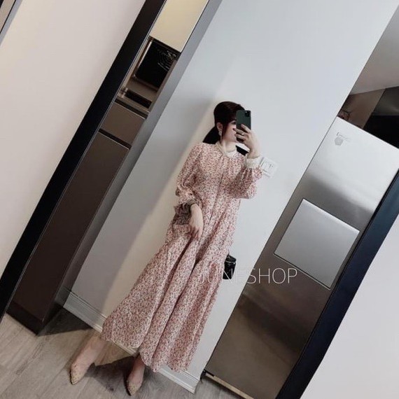 🎀HÀNG LOẠI 1🎀 Đầm Maxi Hoa Nhí Tiểu Thư Phối Viền Ren Siêu Xinh, Váy Nữ Cổ Ren Đẹp