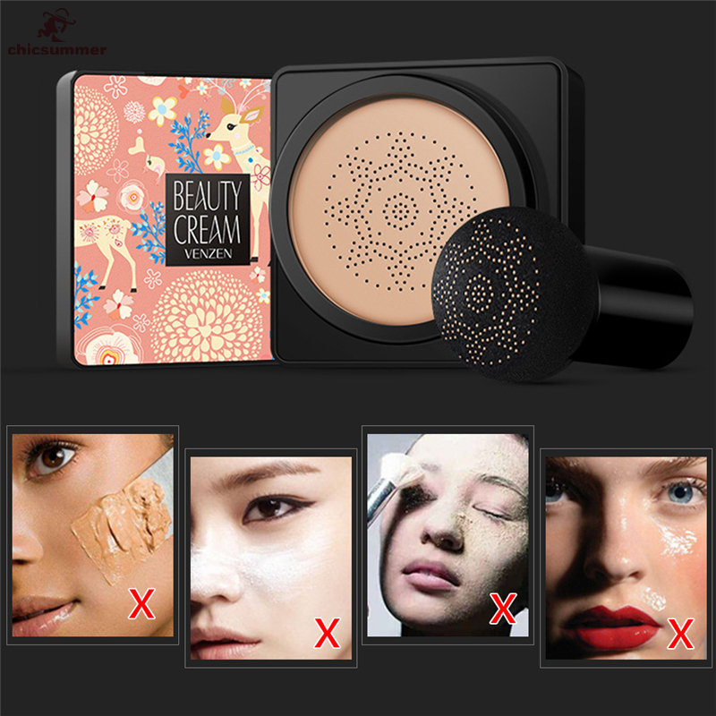 (Hàng Mới Về) Kem Nền Che Khuyết Điểm Cc Cream Dưỡng Ẩm Chống Nước Chống Mồ Hôi Lâu Trôi Kèm Cọ Đầu Nấm | BigBuy360 - bigbuy360.vn