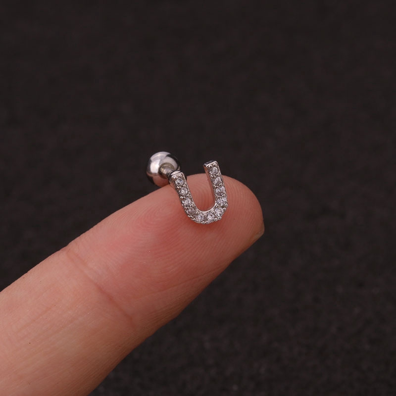 1 Đôi Khuyên Tai Chữ Cái U-Z 16g
