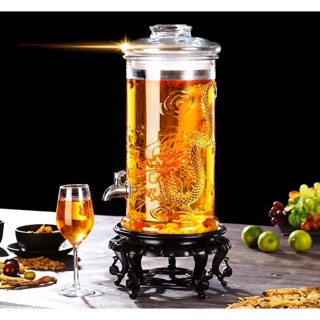 Bình ngâm rượu thuỷ tinh trụ rồng 25l có van & không van