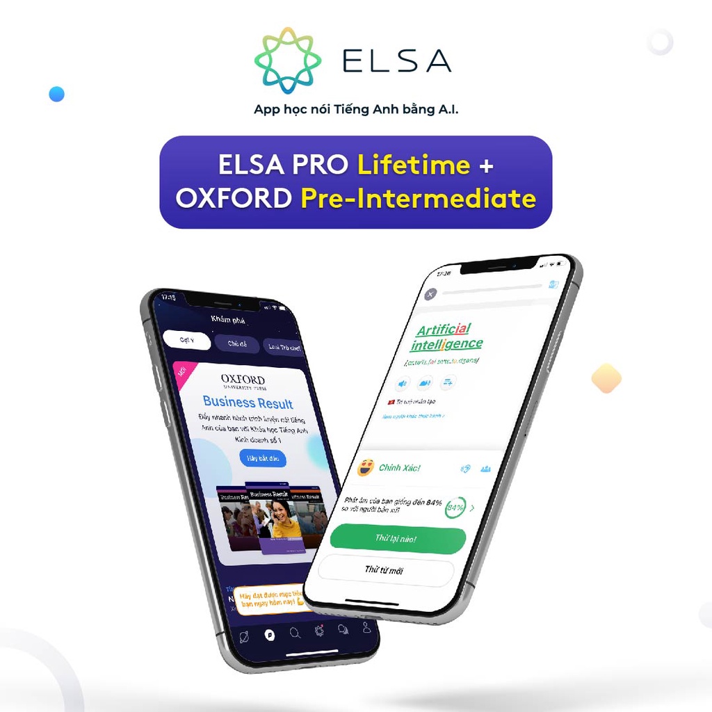 Combo Phần Mềm Tiếng Anh ELSA Speak Trọn Đời và ELSA Oxford - Quyển PRE-INTERMEDIATE