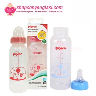 Bình Sữa Pigeon Tiêu Chuẩn Nhựa PP Eco Voi - Vịt 240ml - Size M 4,5m+