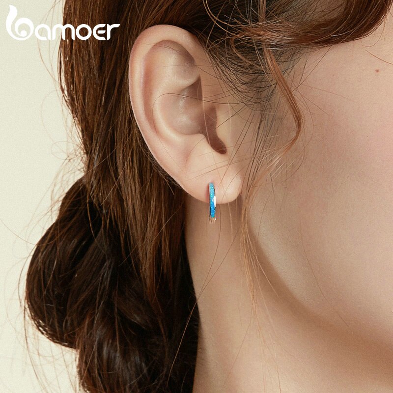 Hoa Tai Bamoer Bằng Bạc 925 Thiết Kế Đơn Giản Thanh Lịch Cho Nữ