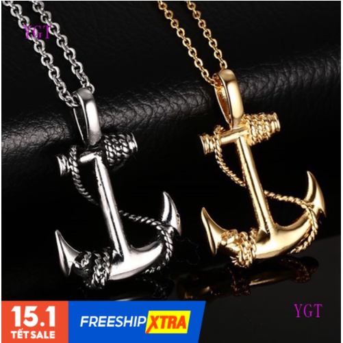 Vòng cổ hình mỏ neo - dây chuyền hợp kim - unisex nam nữ