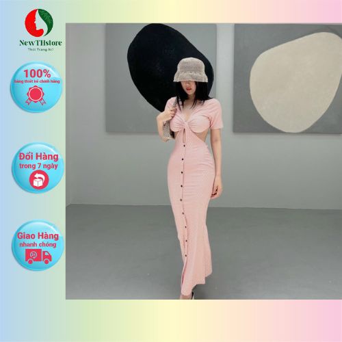 Đầm maxxi dài body tk dãy nút chất xương cá