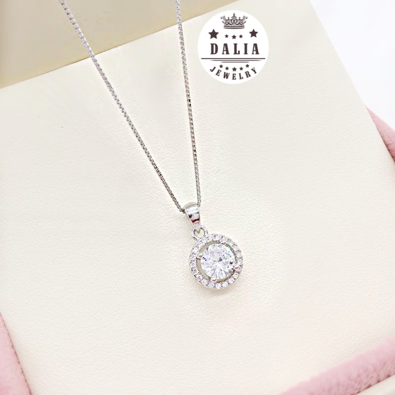 Vòng cổ bạc nữ DaLiA Jewelry mặt dây chuyền bạc hình tròn tiểu thư có sợi mì sợi xích dễ phối đồ chuẩn bạc thật 925
