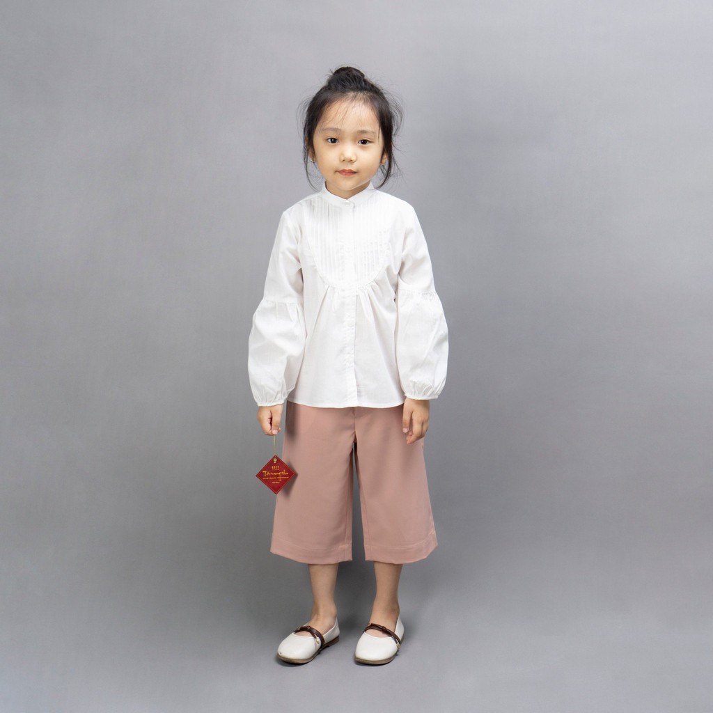 ÁO SƠ MI MÍ GÂN BÉ GÁI DÁNG XÒE TAY BỒNG