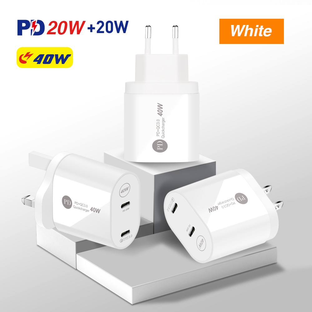 Bộ SạC Nhanh 40W PD 2 CổNg QC3.0 DàNh Cho Xiaomi Sumsung