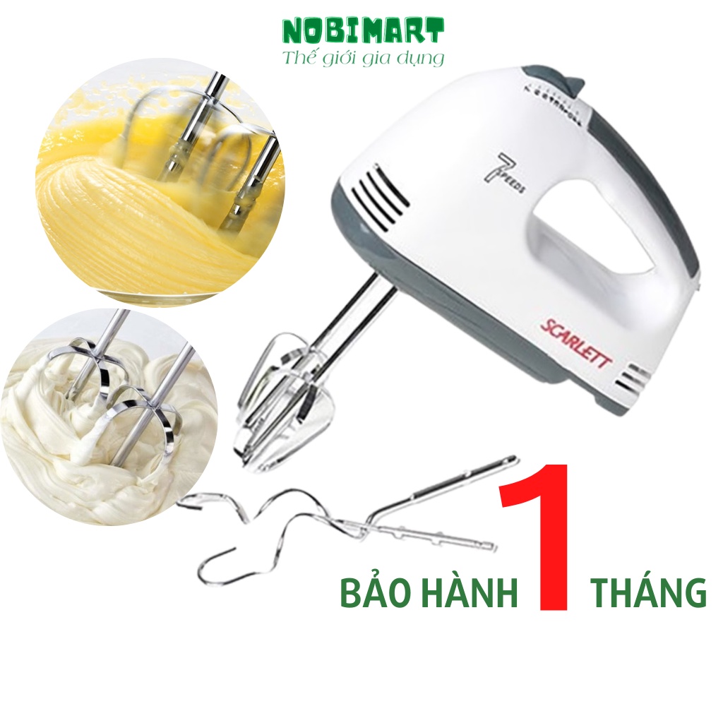 Máy đánh trứng mini cầm tay Scarlett chính hãng 7 tốc độ 260w