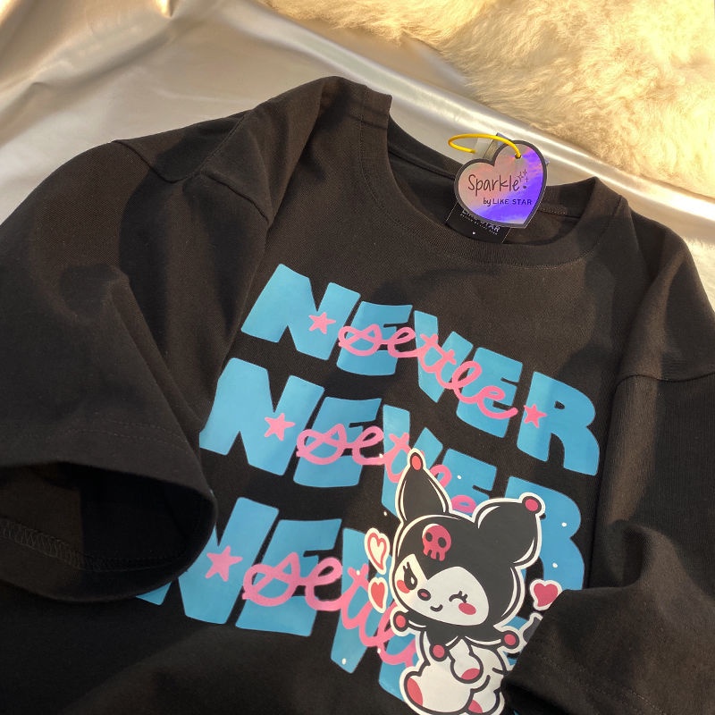 Áo Thun Tay Ngắn Dáng Rộng Họa Tiết Gấu Hoạt Hình Phong Cách Hàn Quốc Dễ Phối Đồ