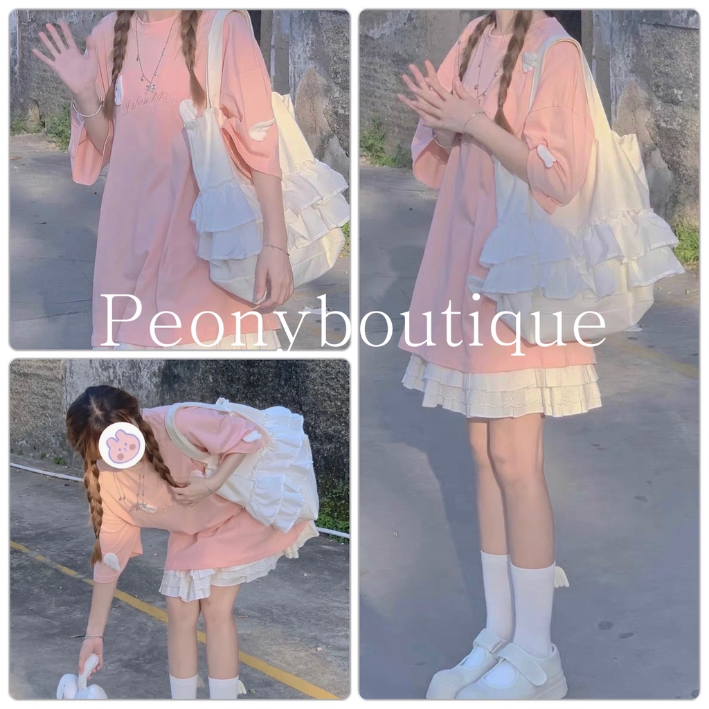 Áo Thun Hồng May Cánh PEONYB Nữ [FREESHIP] 🌸 Phông ngắn tay lỡ form rộng bánh bèo pastel đẹp cá tính Ulzzang 🌸 | BigBuy360 - bigbuy360.vn