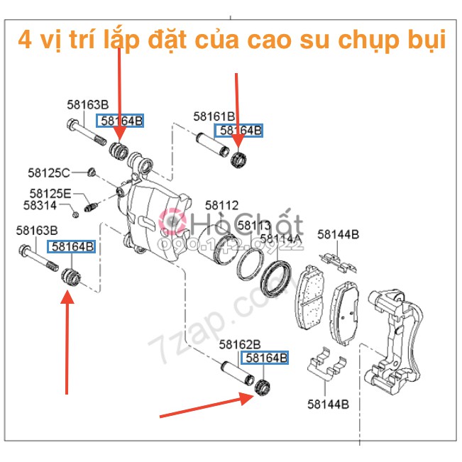 Cao su chụp bụi ắc phanh Kia Morning 2005-2010 🚘 nhập khẩu Hàn Quốc từ HYUNDAI MOBIS chính hãng