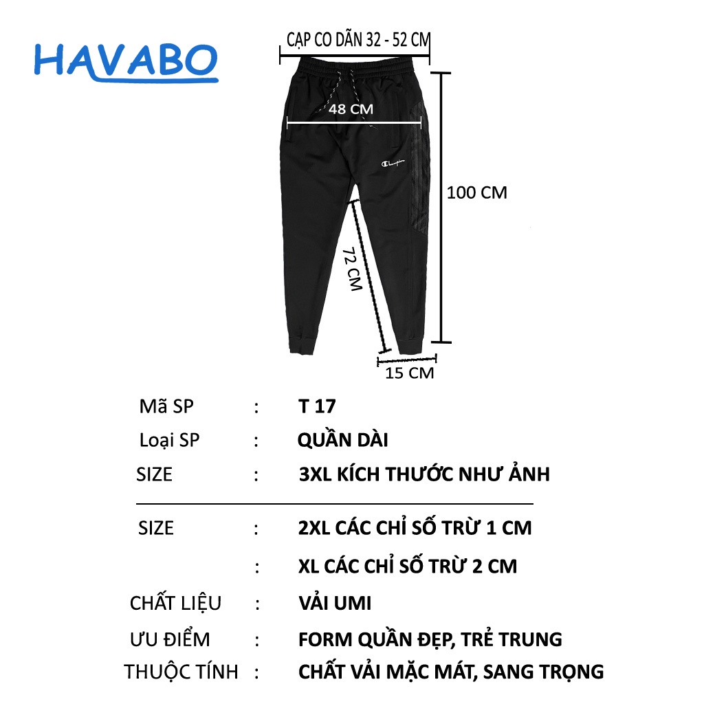 Quần dài thể thao jogger nam 3 sọc cao câp thời trang phong cách HAVABO T17