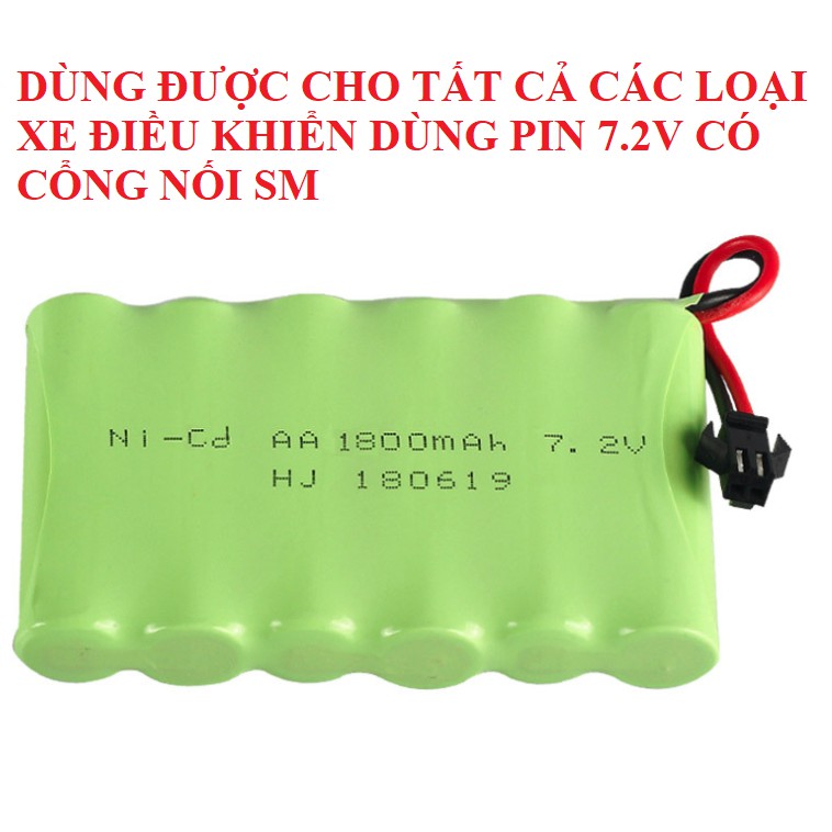 Pin 7.2v Ni-Cd 1800mAh pin sạc dùng cho xe điều khiển cổng nối SM tặng kèm cáp sạc