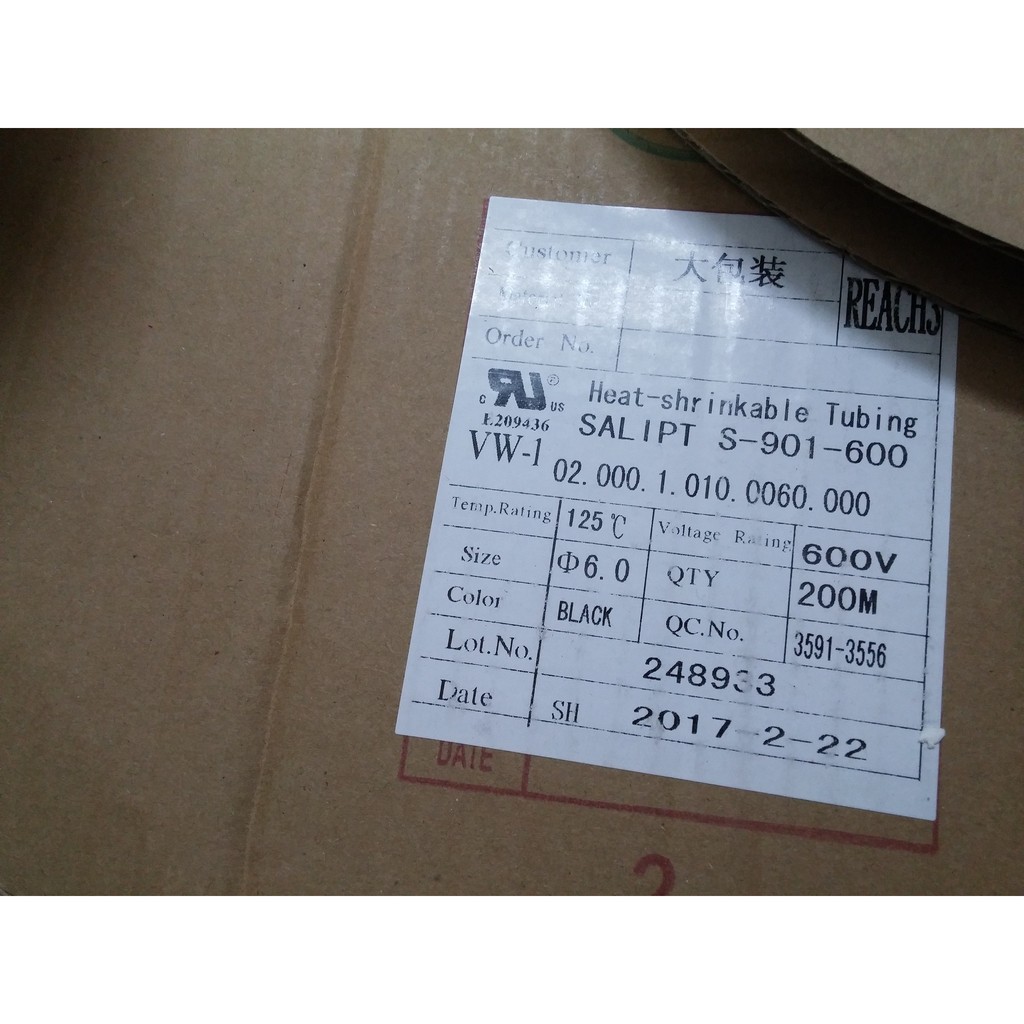 Gen co nhiệt màu đen tỉ lệ 2:1 đường kính 2.5, 3mm và 6mm giá 2.5k/m