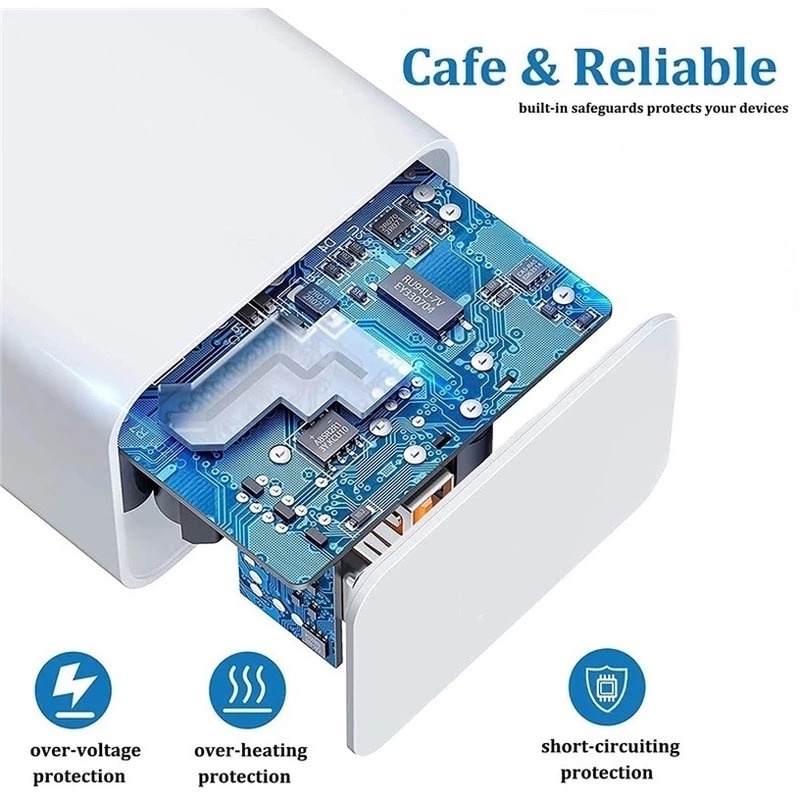 Bộ Sạc Nhanh 65W Hai Cổng USB Phích Cắm US-EU Cho Laptop/Điện Thoại Di Động