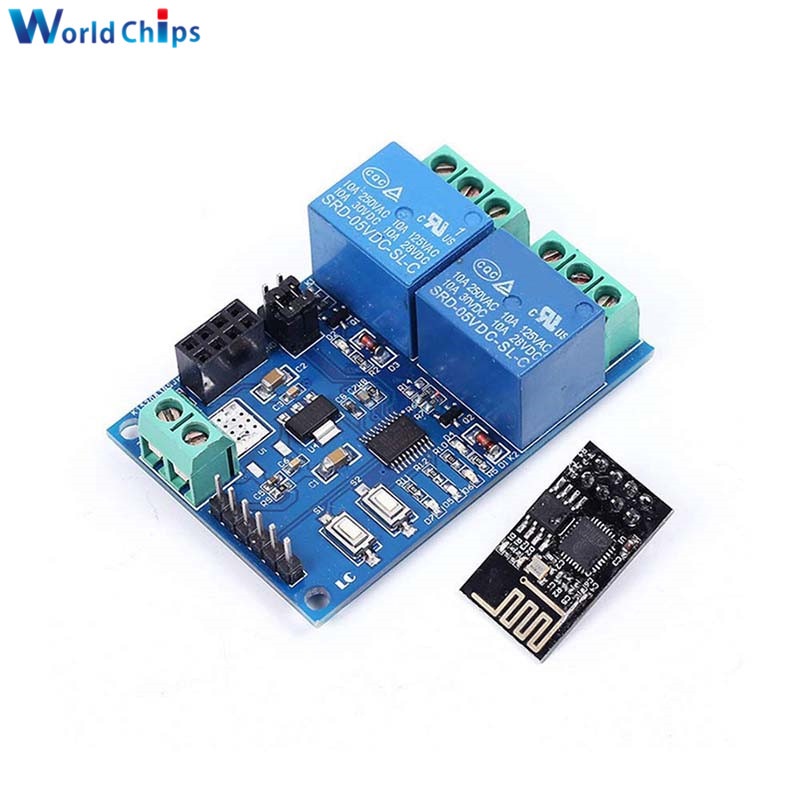 Mô Đun Rơ Le WiFi Không Dây DC 5V ESP8266 ESP-01 2CH Chuyên Dụng Cho IOT