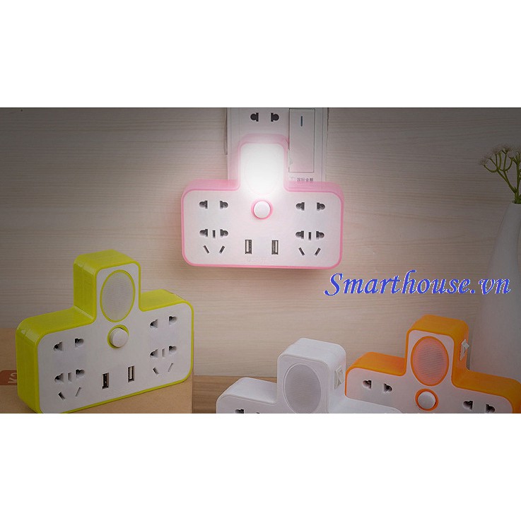 Bộ ổ điện chia 2 cổng USB có đèn led( Giao Màu Ngẫu Nhiên)