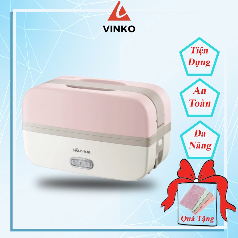 Hộp cơm điện giữ nhiệt Inox 304 hâm nóng cơm, thức ăn chỉ 10p, Hộp cơm điện Bear DFH-B10J2 BH18 tháng chính hãng