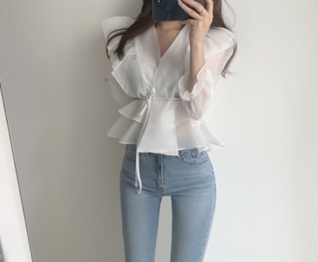 Áo voan xoè kiểu peplum koreastyle