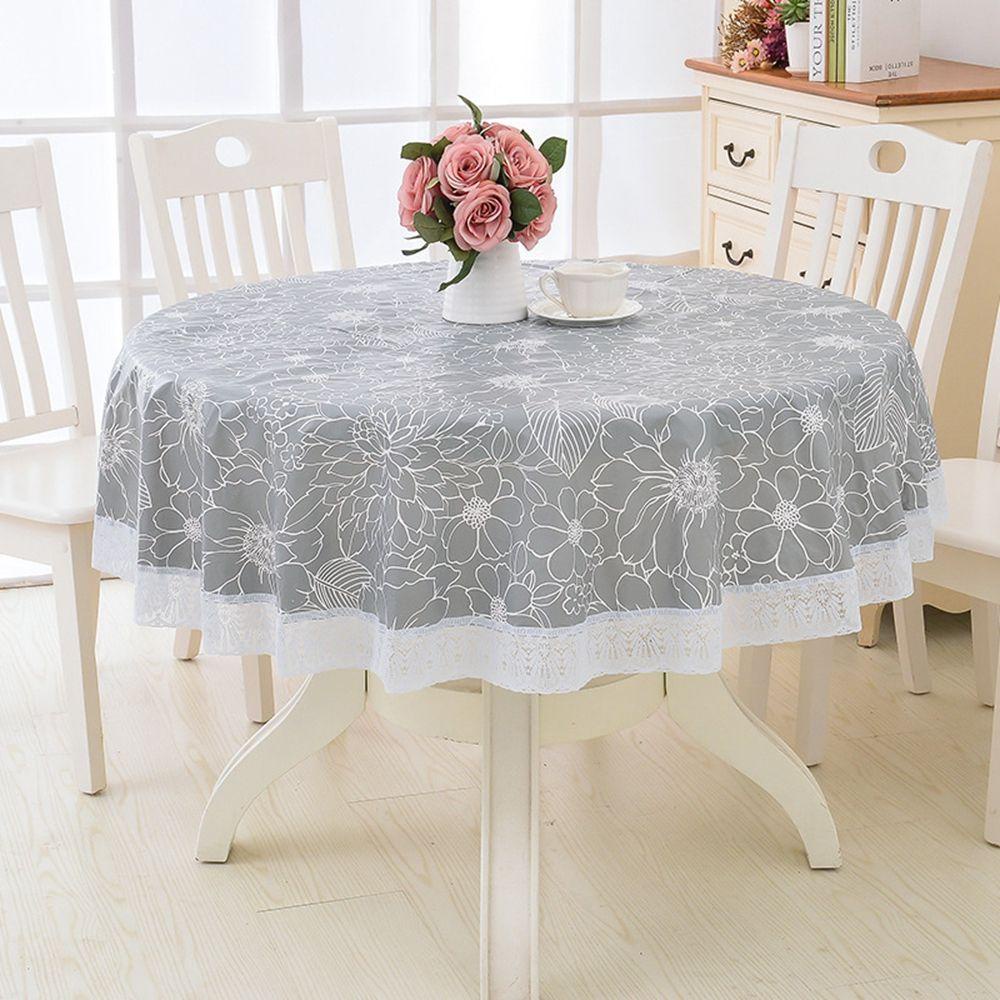 1 Khăn Trải Bàn Tròn Họa Tiết Hoa Chống Thấm Nước / Dầu Mỡ Tiện Dụng Cho Nhà Bếp