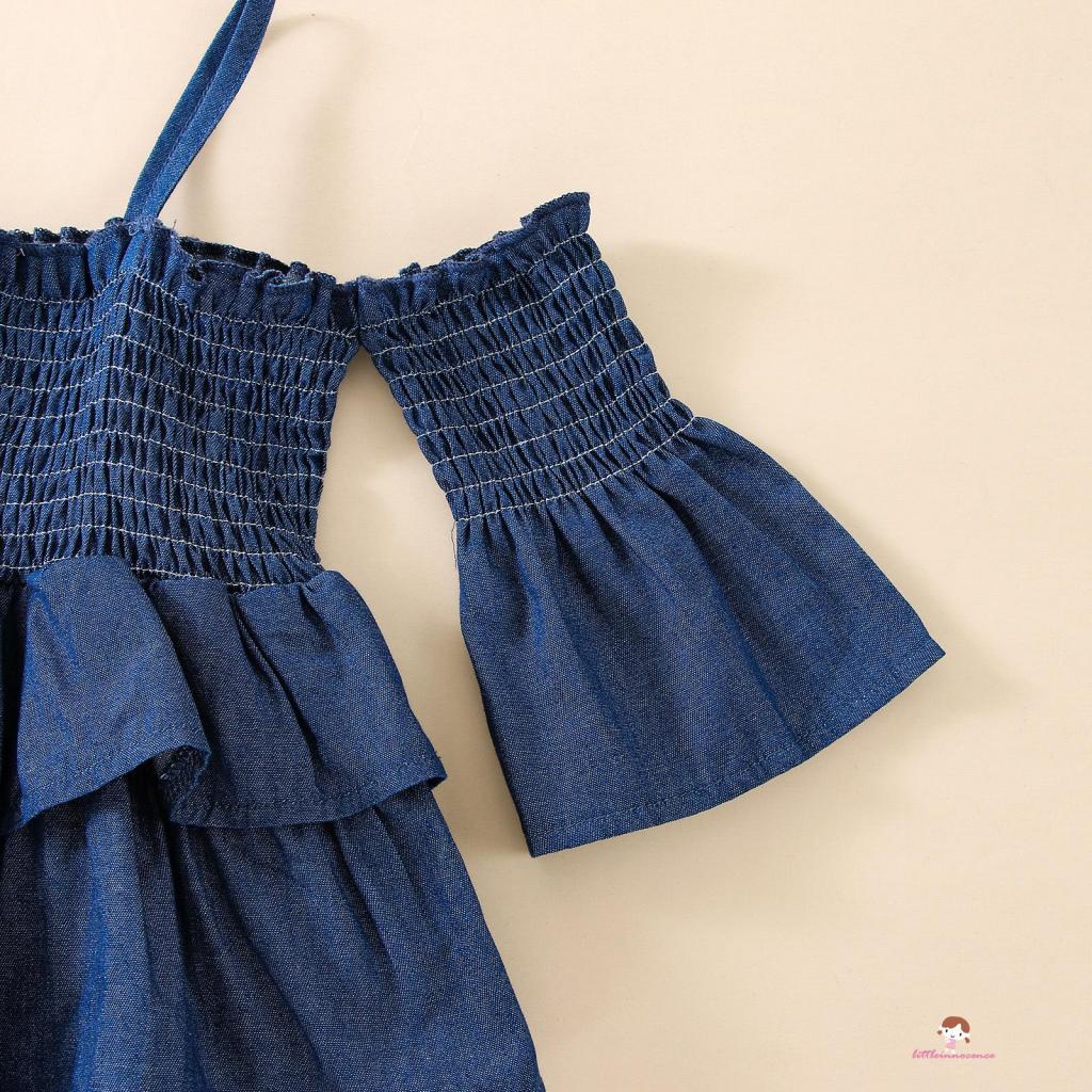 Bộ Áo Liền Quần Trễ Vai Tay Dài Thời Trang Mùa Hè Cho Bé Gái