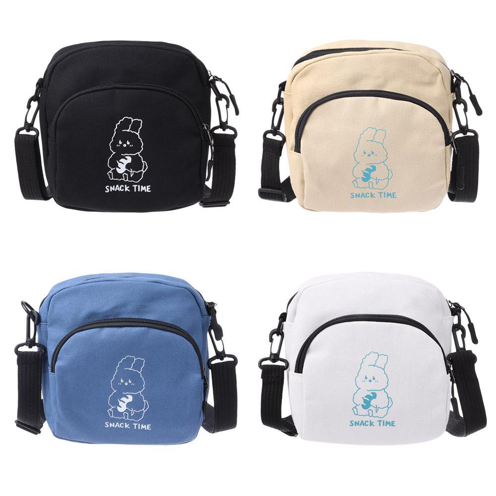 Túi Xách Đeo Vai Vải Canvas Có Khóa Kéo Cho Nam Và Nữ