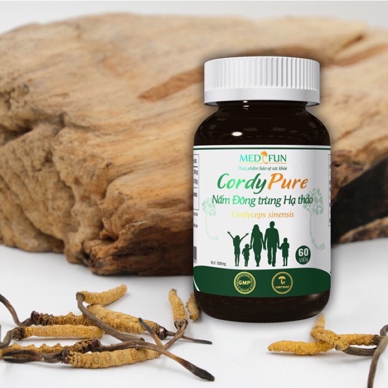 Đông Trùng Hạ Thảo CordyPure Chính Hãng (Cordyceps Sinensis) Viên Nang Loại 60 Viên