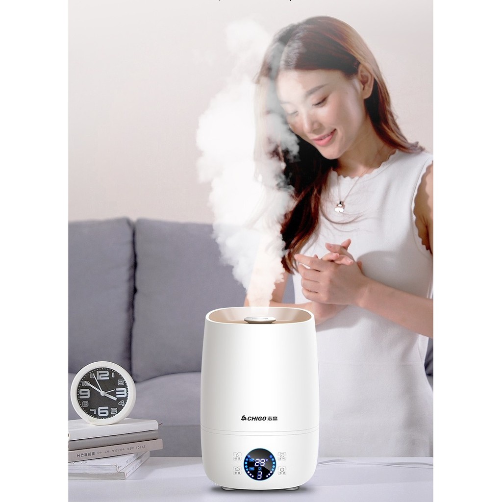 Máy Tạo Ẩm Không Khí Chigo 512 dung tích 4 lít máy có đồng hồ cảm biết độ ẩm - NENON