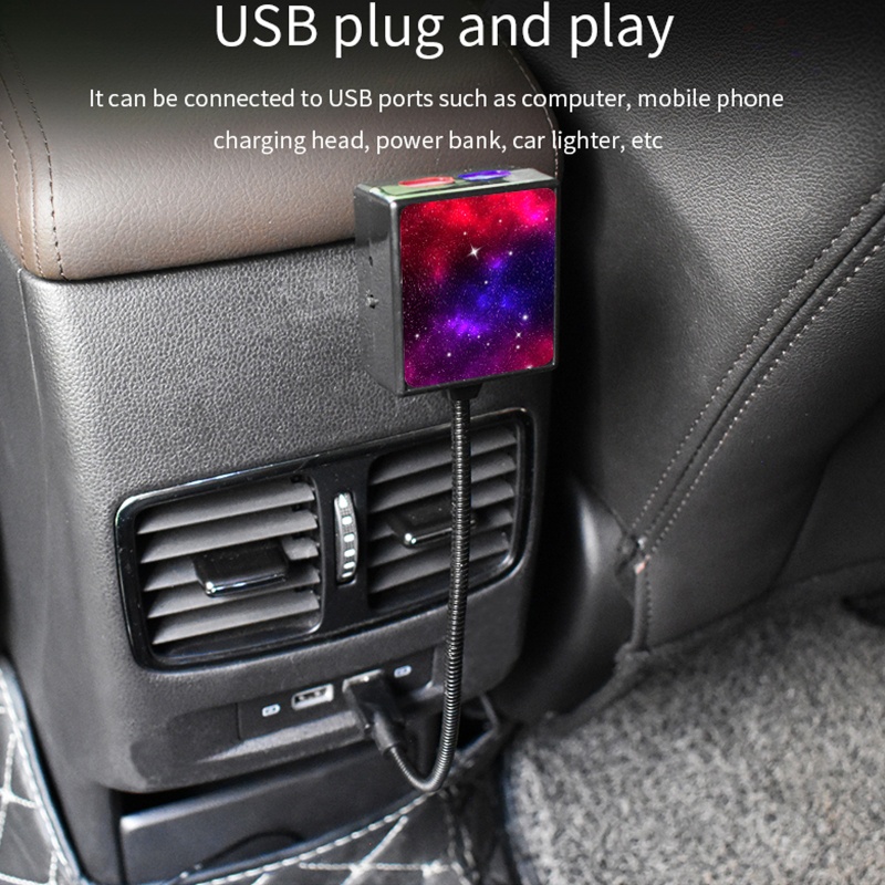 Đèn chiếu trần xe hơi hình bầu trời sao đêm USB có thể điều chỉnh trang trí nội thất xe