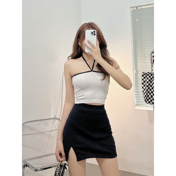 BAE CROPTOP▪️Áo ống cổ yếm viền