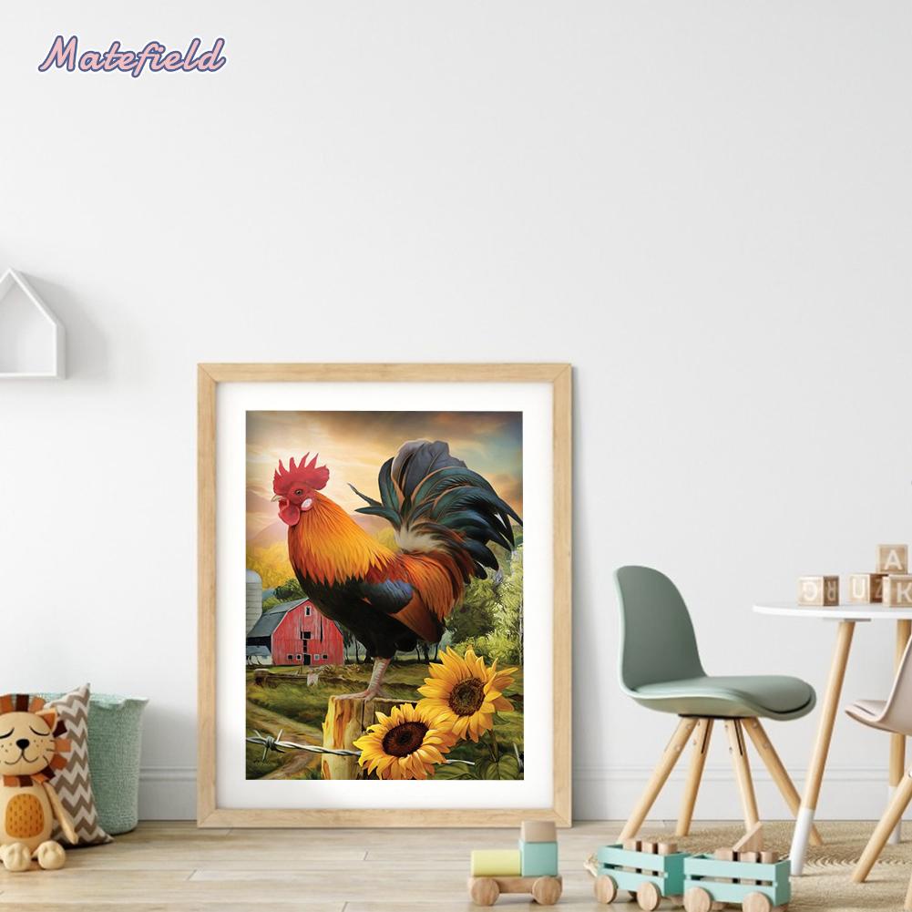 Tranh thêu chữ thập thủ công hình gà trống 11ct