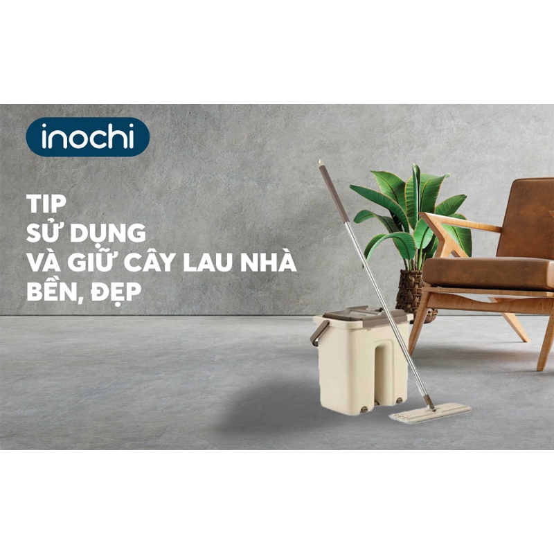 [ 2 Size ] Bộ Cây Lâu Nhà INOCHI Thông Minh Kèm Thùng Vắt 2 Ngăn Tiện Lợi