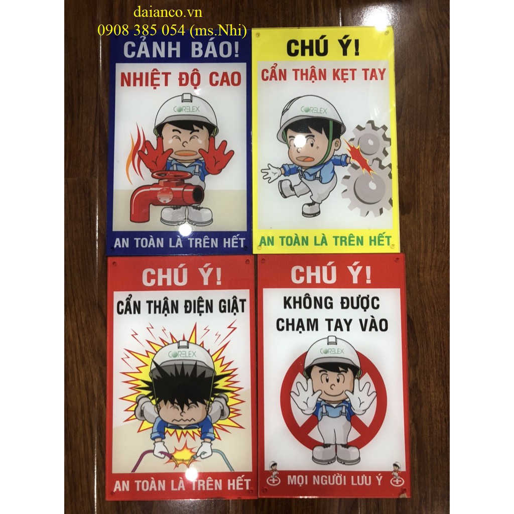 BIỂN CẢNH BÁO CHẤT LIỆU MICA ĐÀI LOAN 3 LY (15x24cm) CẮT LAZER- HÌNH THẬT, CÓ SẴN