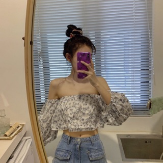 [ẢNH THẬT CUỐI] Áo trễ vai hoa nhí croptop
