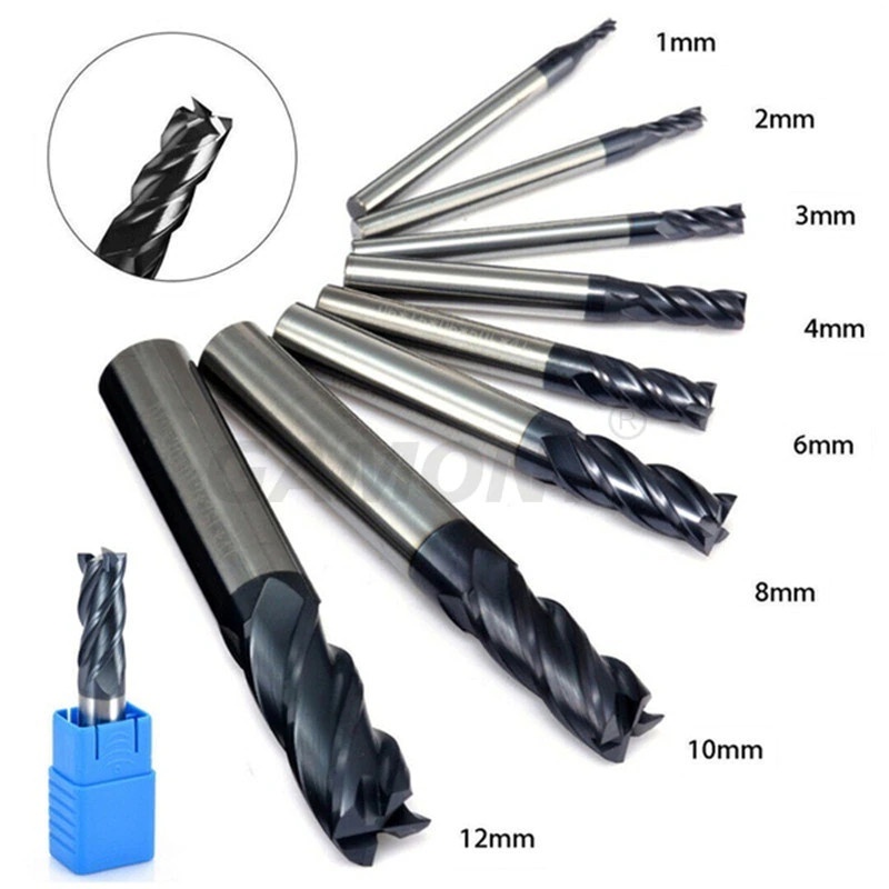 Dao phay ngón CNC,  hợp kim chuyên thép cứng, Dao phay 4F, lớp phủ nano đen.