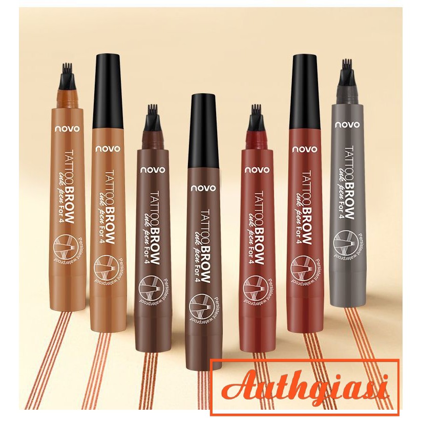 SIÊU LÂU TRÔI_ Bút kẻ mày phẩy sợi Novo Tattoo Watterproof Brow Ink Pen For 4 CHỐNG NƯỚC