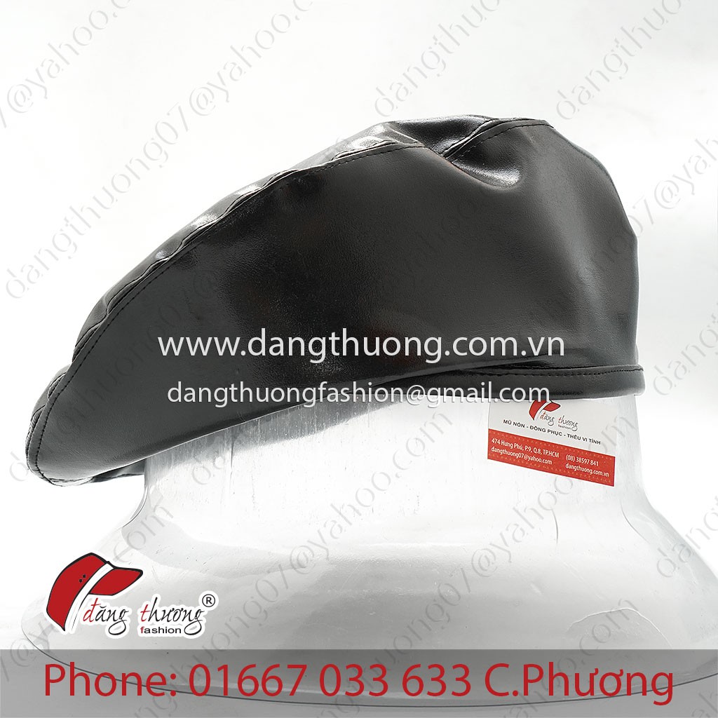 Mũ nồi da đen HÌNH THẬT CLIP THẬT leather beret