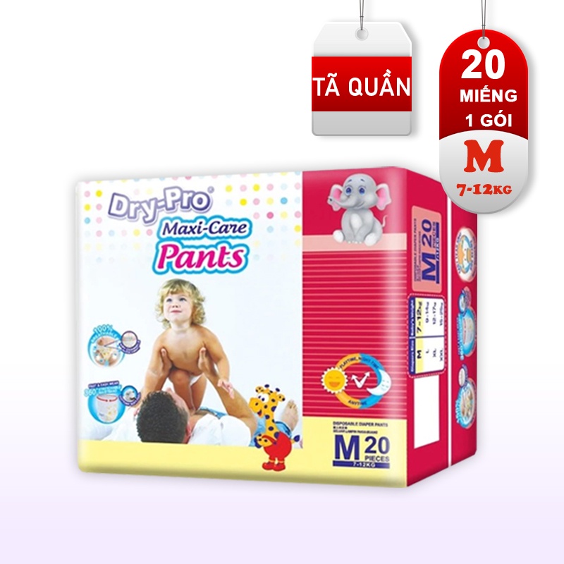 [MKB GIFT]  Tã/bỉm quần Dry-Pro siêu thấm hút nhập khẩu Malaysia size M20 (7kg - 12kg) - Gói 20 miếng