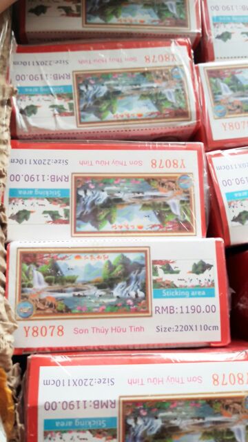 Tranh đính đá phong cảnh lưu thủy sinh tài 160x70-2mx90-220x110cm khổ lớn | BigBuy360 - bigbuy360.vn