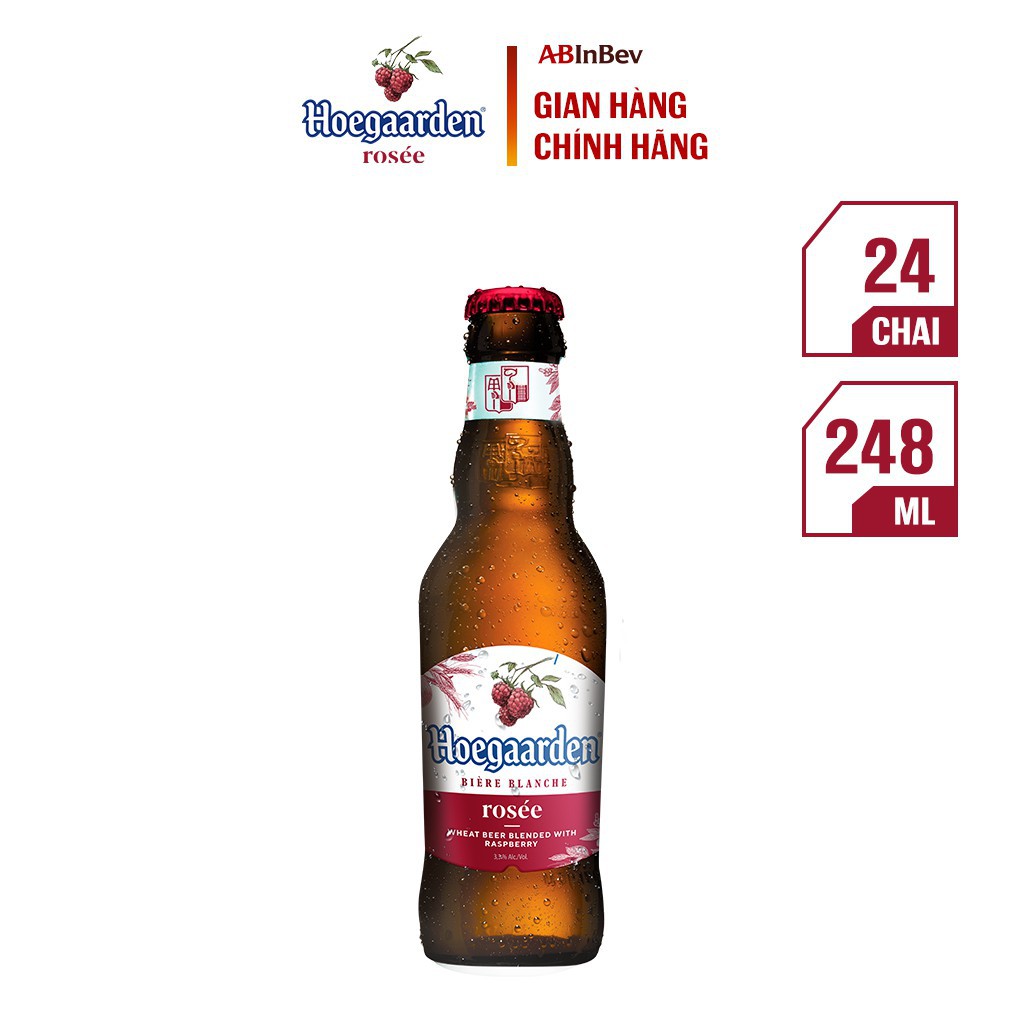 Bia Hoegaarden rosée hương vị trái cây thùng 24 chai (248ml/chai)