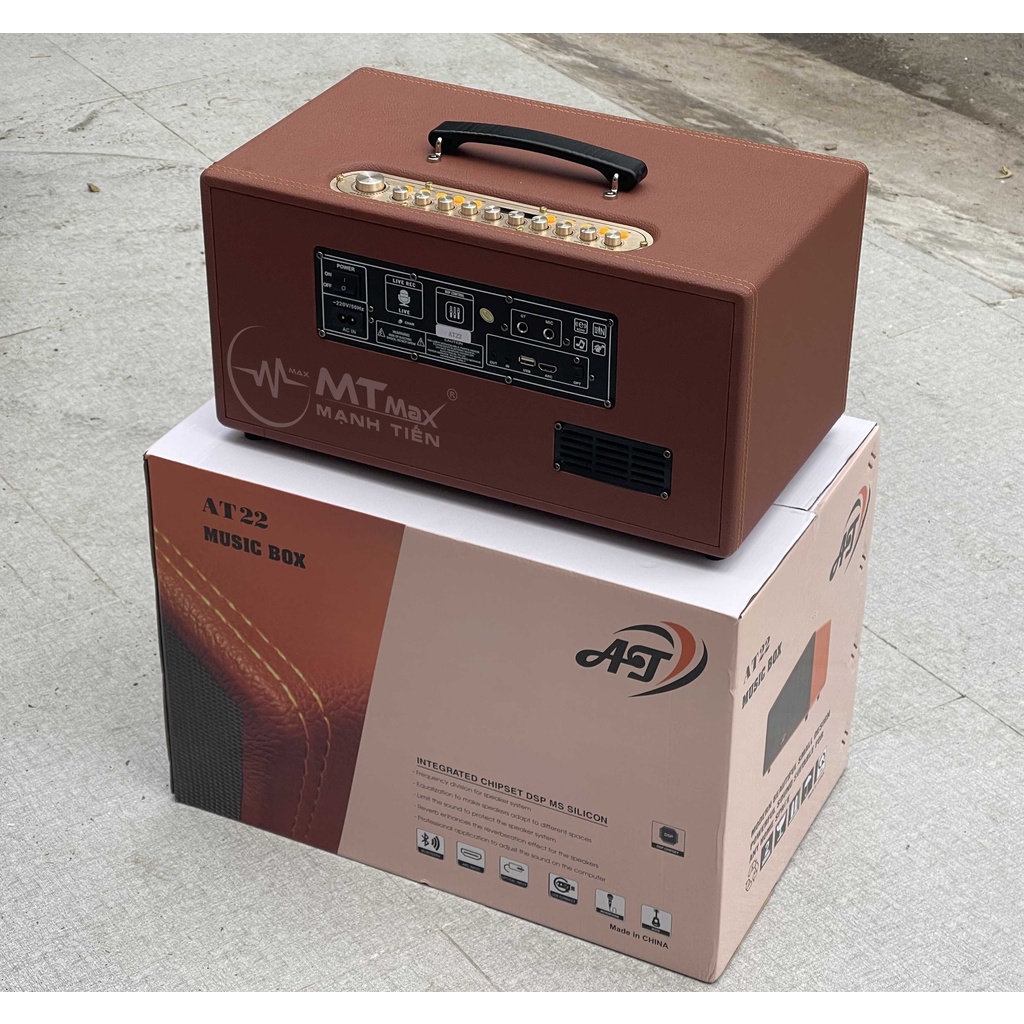 Loa Di Động Xách Tay AT22 Karaoke Reverbt Tặng Kèm 2 Micro Không Dây Cao Cấp Sang Trọng 3 Đường Tiếng Cực Hay