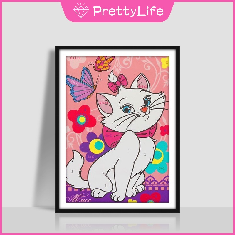 Bộ Tranh Đính Đá 5D Tự Làm 30x40cm Hình Mèo Hoạt Hình Đáng Yêu