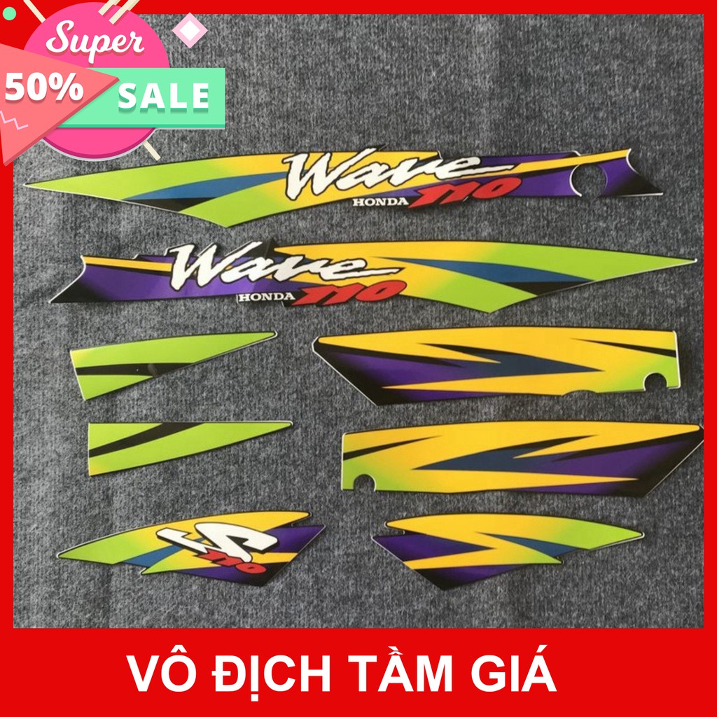 [GIÁ GỐC] TEM XE WAVE THÁI S110 ĐỜI ĐỜI 2000 MÀU VÀNG CHANH