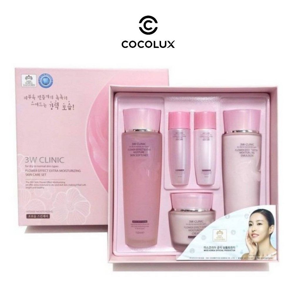 Set 3W CLINIC FLOWER EFFECT EXTRA MOISTURIZING SKIN CARE-[COCOLUX]