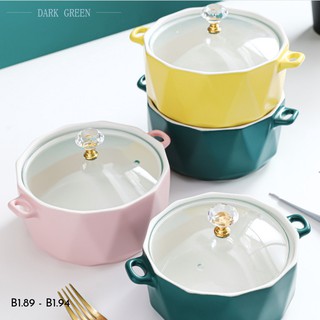 Tô sứ có nắp, tô ăn mì nắp thủy tinh nhiều màu – phụ kiện bàn ăn xinh xắn
